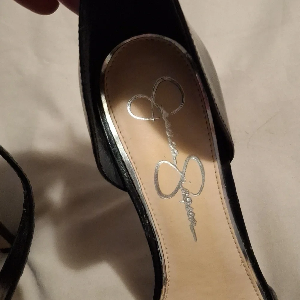 Jessica Simpson Gray And Black Ankle Strap Heels - Picture 6 of 9